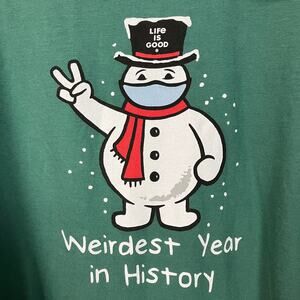 NWT Life Is Good Weirdest Year in History Masked Snowman Peace Sign XXXL Women's